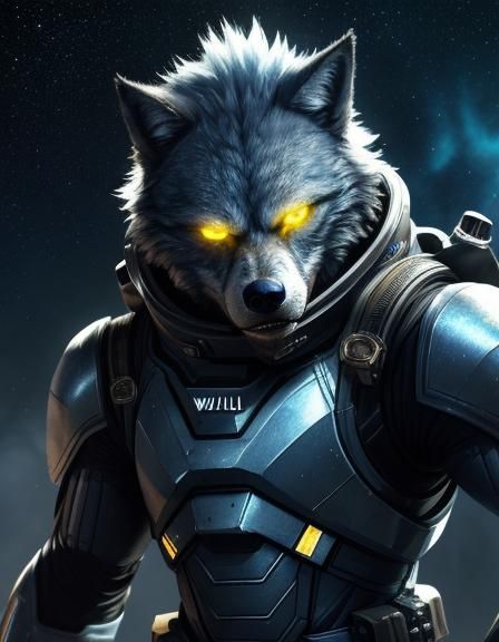 Hyper-Realistic Wolfman in Space Suit Concept Art