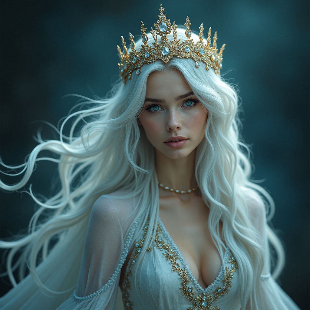 Dragon Queen with Sapphire Eyes in Fantasy Style