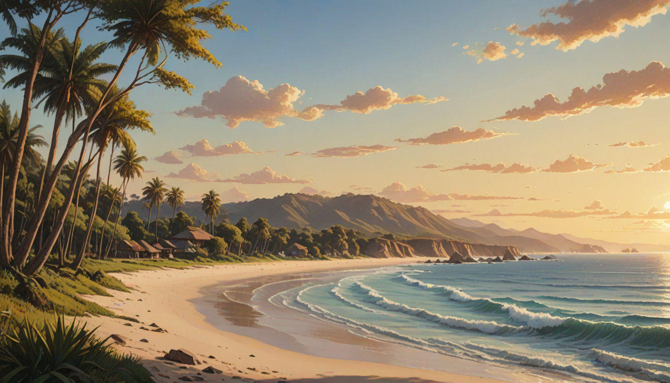 Madagascar's Morning Splendor: Impressionist Landscape Paint...