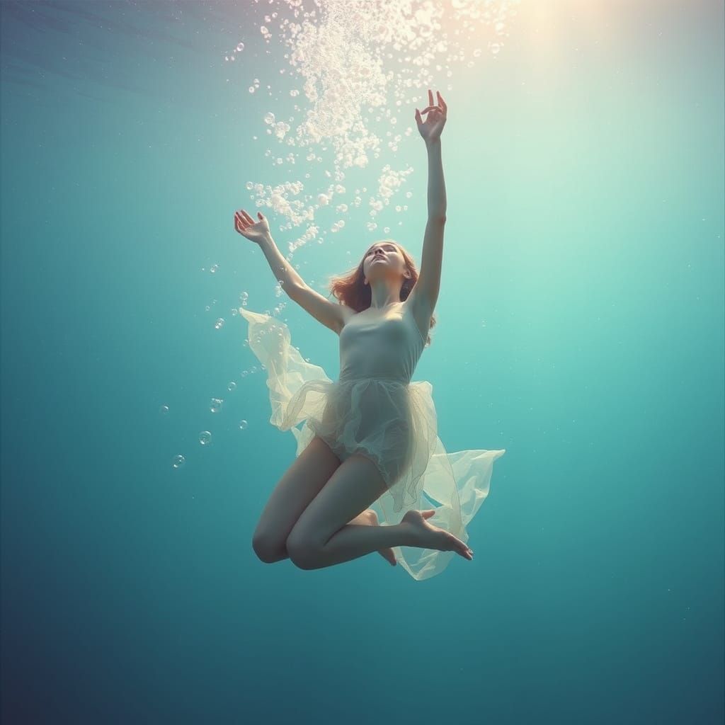 Dreamer in Ethereal Aquamarine Dreamscape