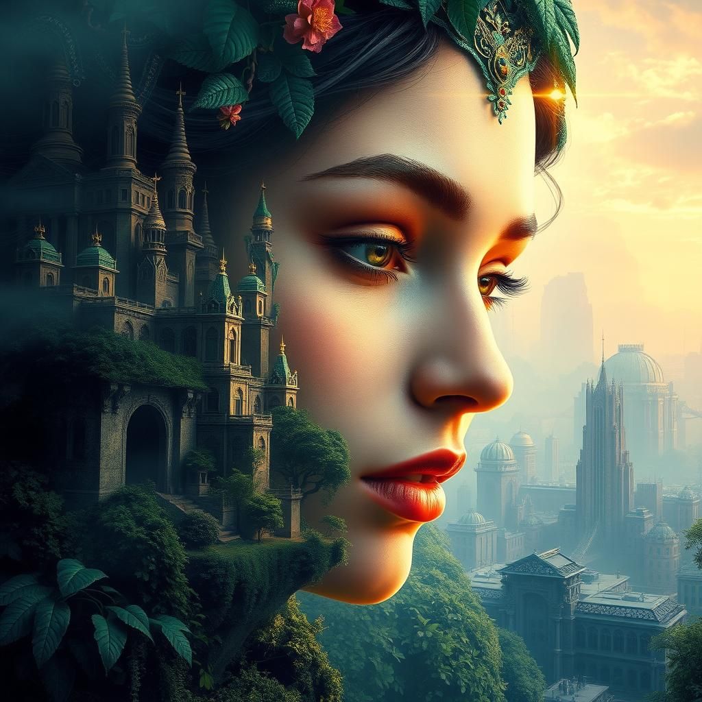 Ethereal Metropolis: A Woman's Face in Unreal Engine 5