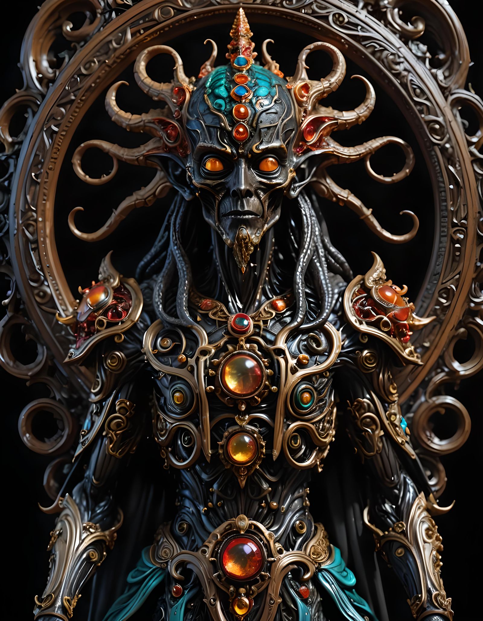 Ornate Alien God Statue in Digital 3D