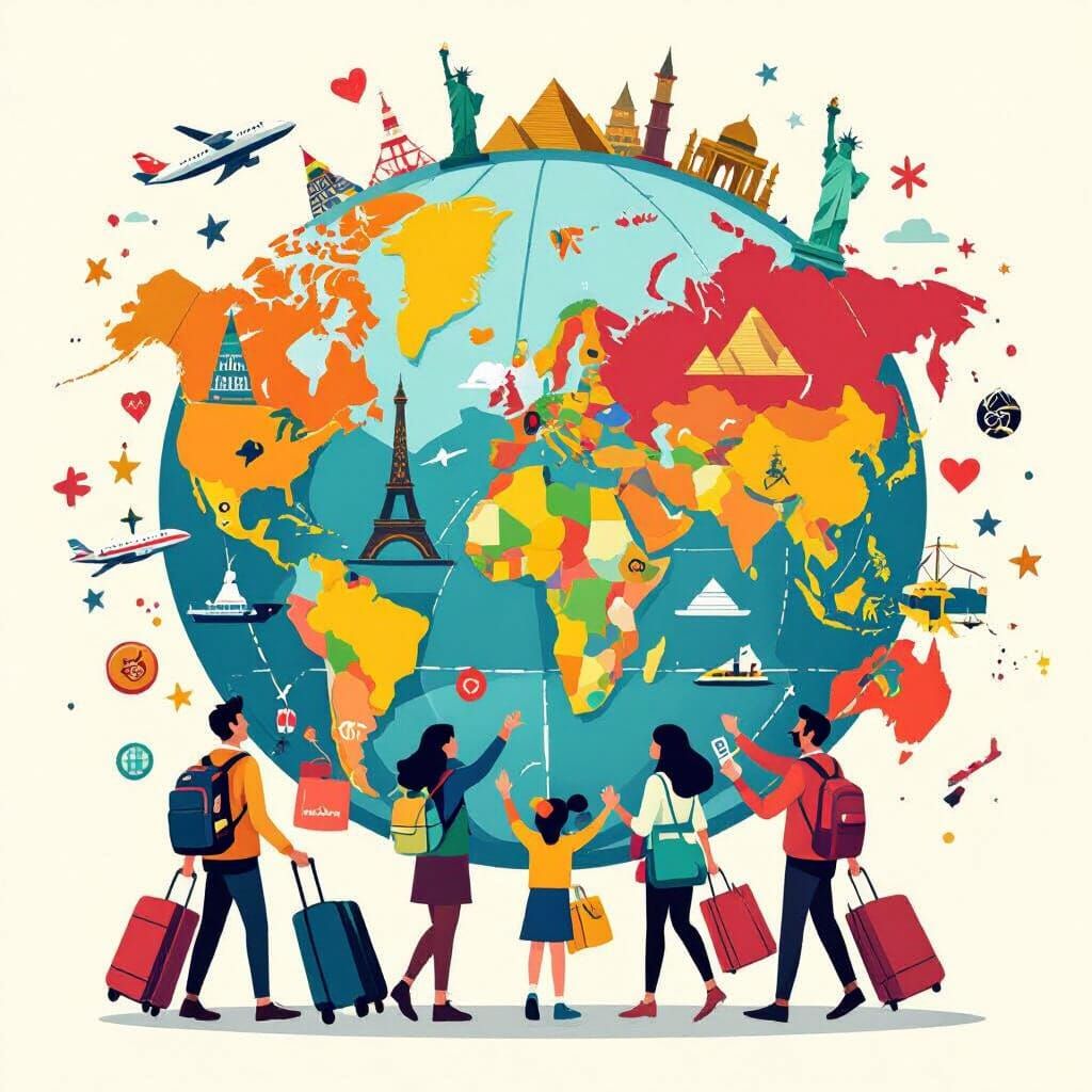 Vibrant Illustration of International Tourism Demand