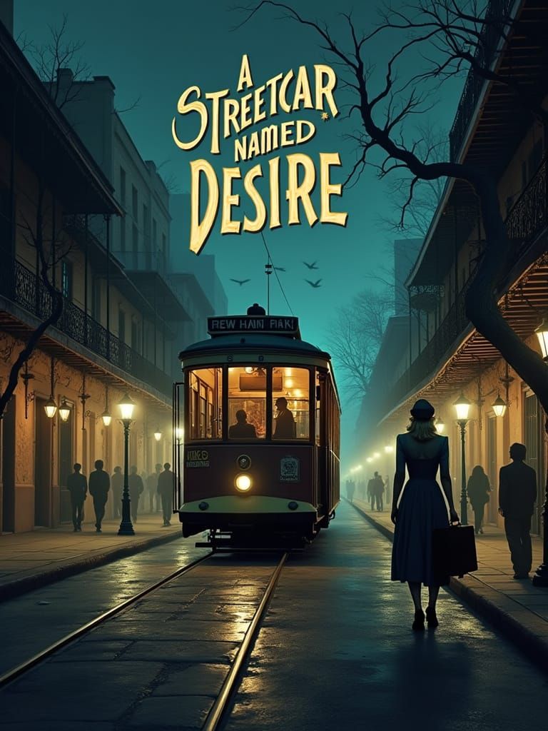 A Streetcar Named Desire Movie Poster in Art Deco Style