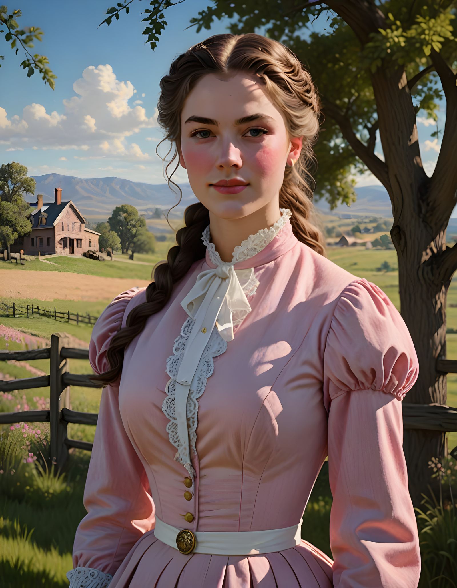 Victorian Lady in Pink Noble Attire