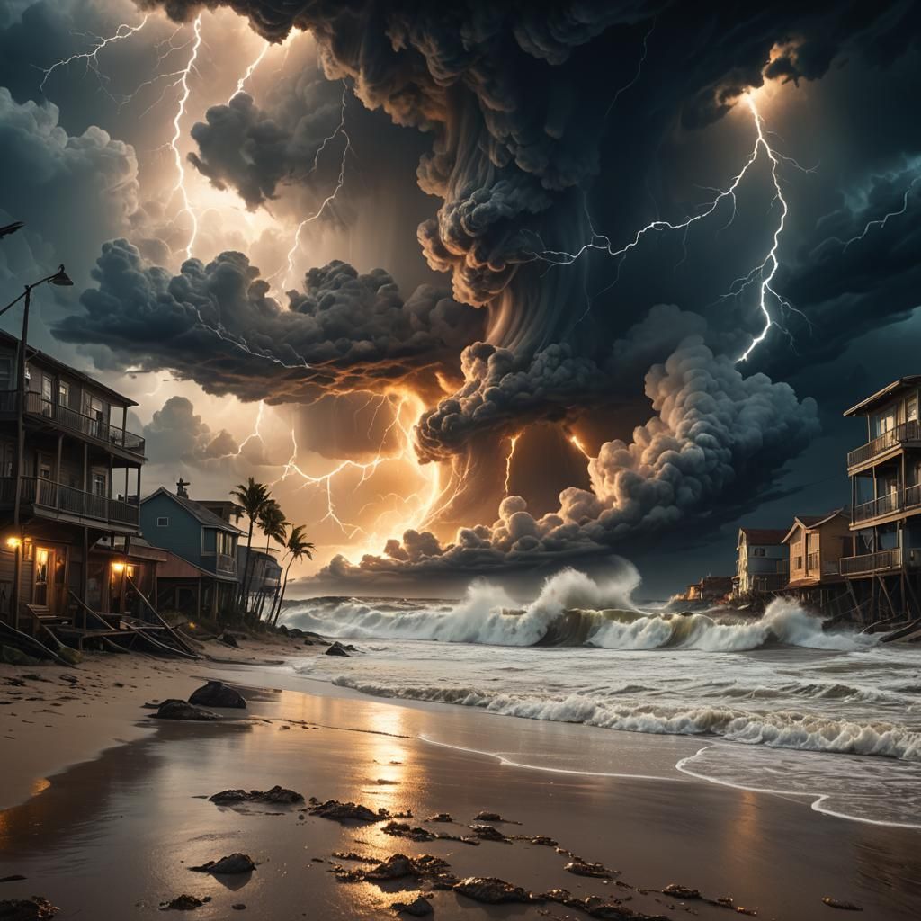 Hurricane Approaches Beach Town: Digital Matte Painting