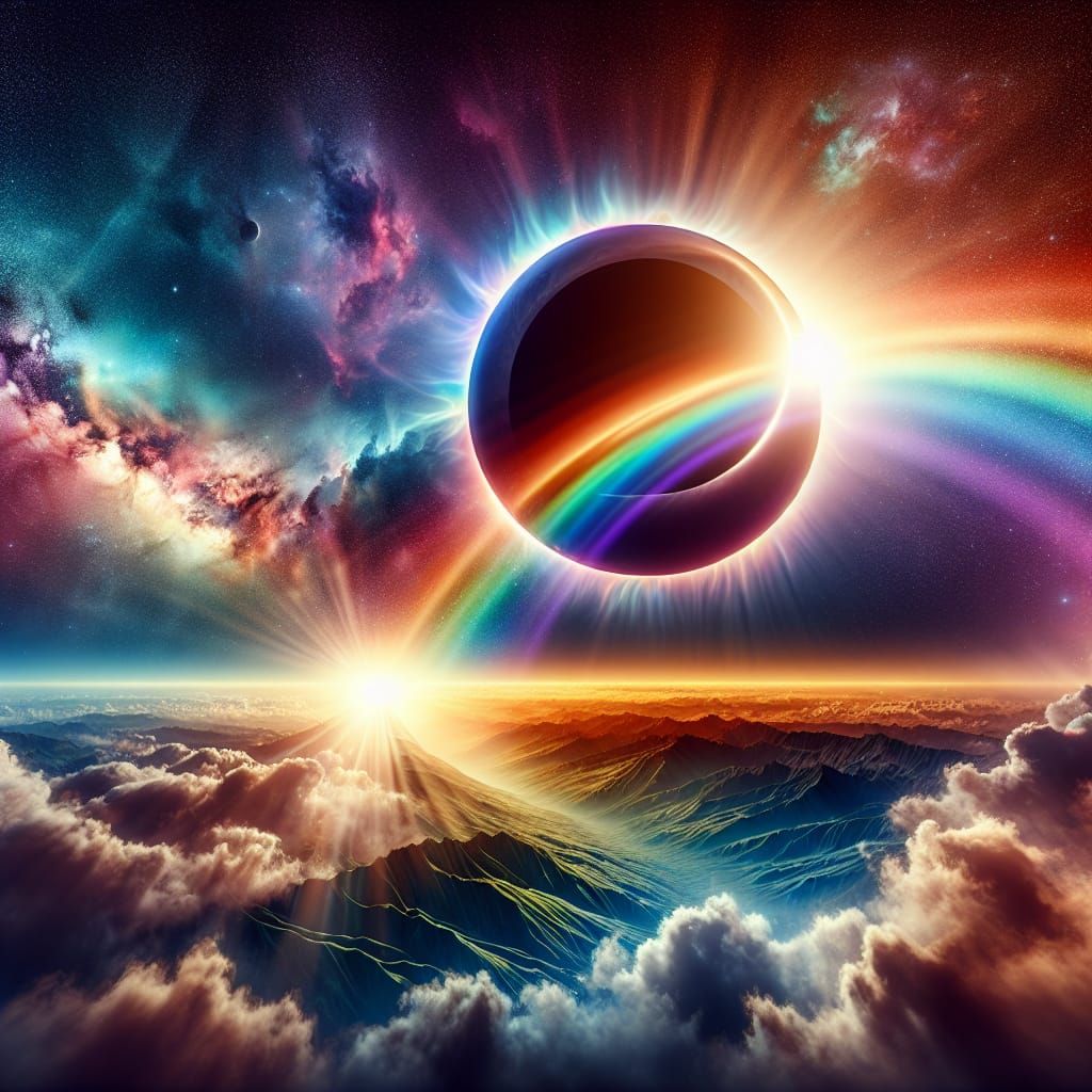 Dramatic Rainbow During Total Solar Eclipse