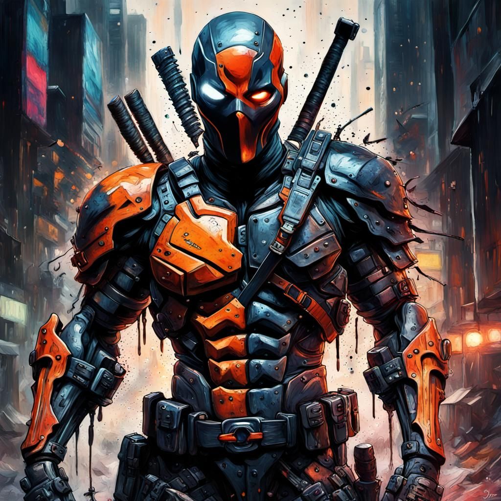Cyberpunk Deathstroke Splash Art: Detailed Concept