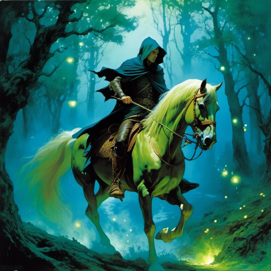 Elf Rogue Rides Through Haunted Forest