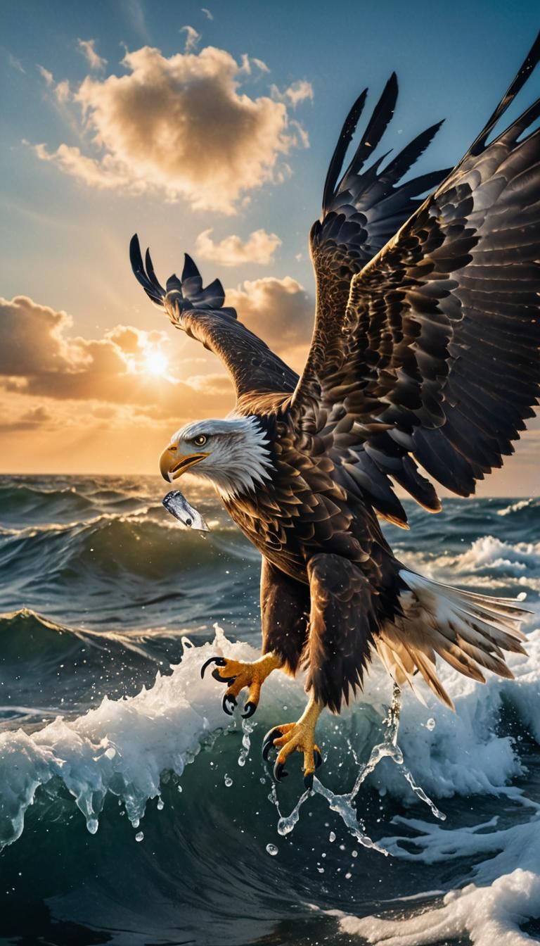 Eagle Snatching Fish: Dynamic Wildlife Photography