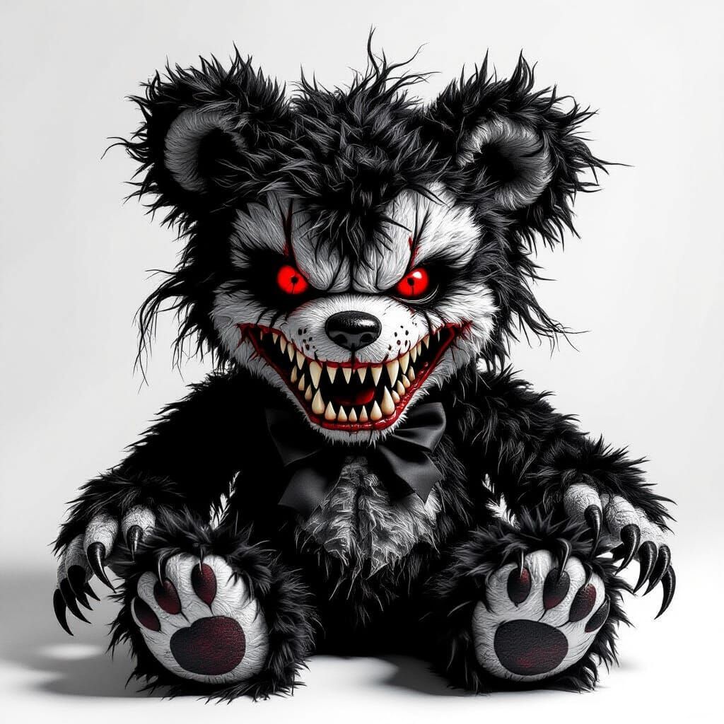 Nightmarish Werebear Teddy Bear with Red Eyes