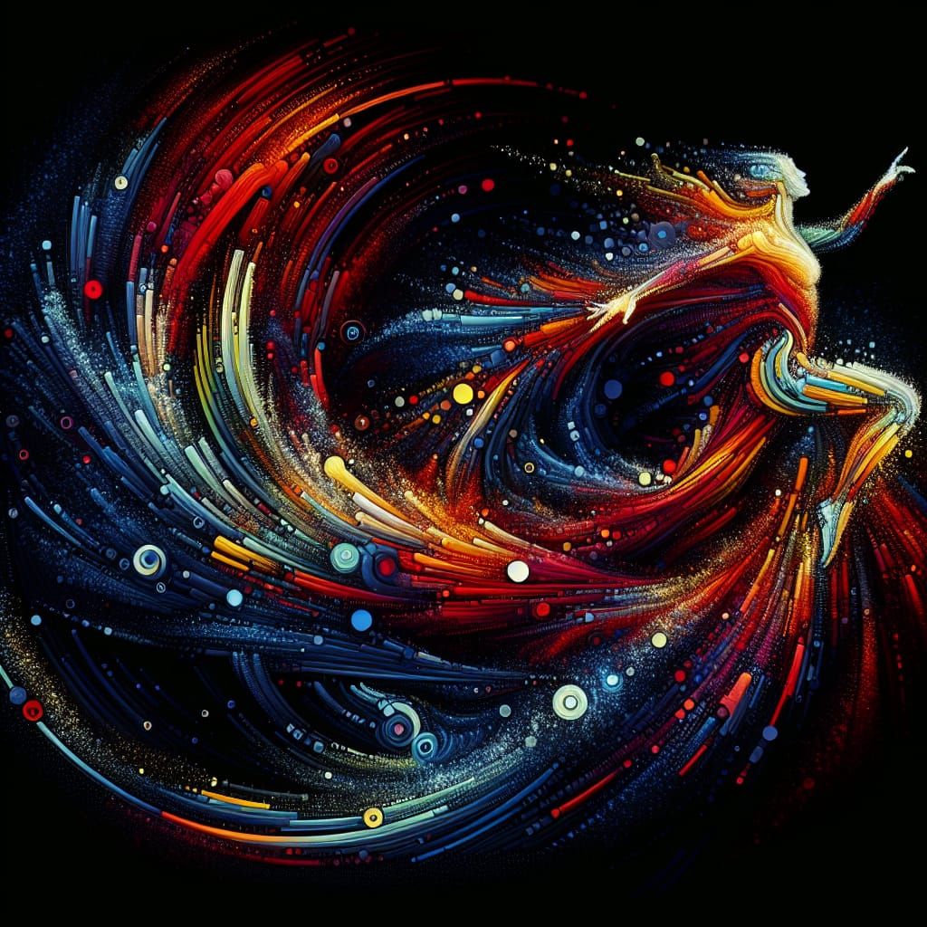 Kinetic Energy in Darkness: A Pointillist Rendering