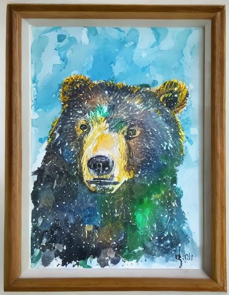 Alcohol Ink Painting of a Bear