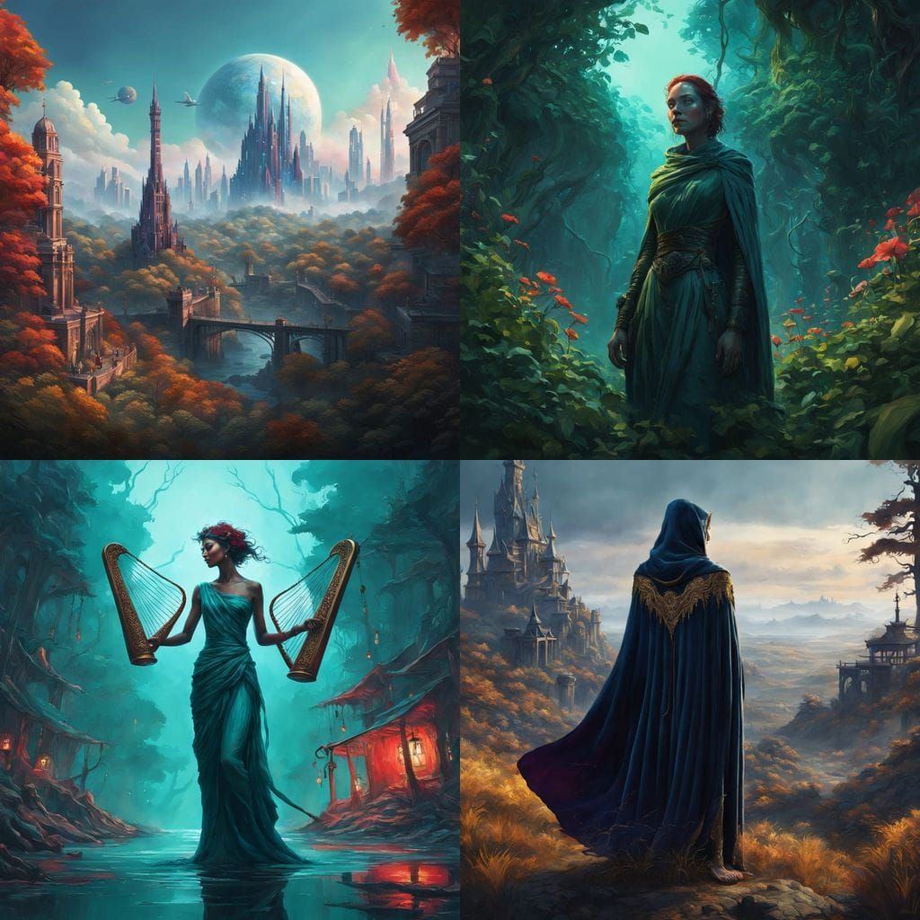 Ethereal Fantasy Goddess in Vibrant Dreamscape