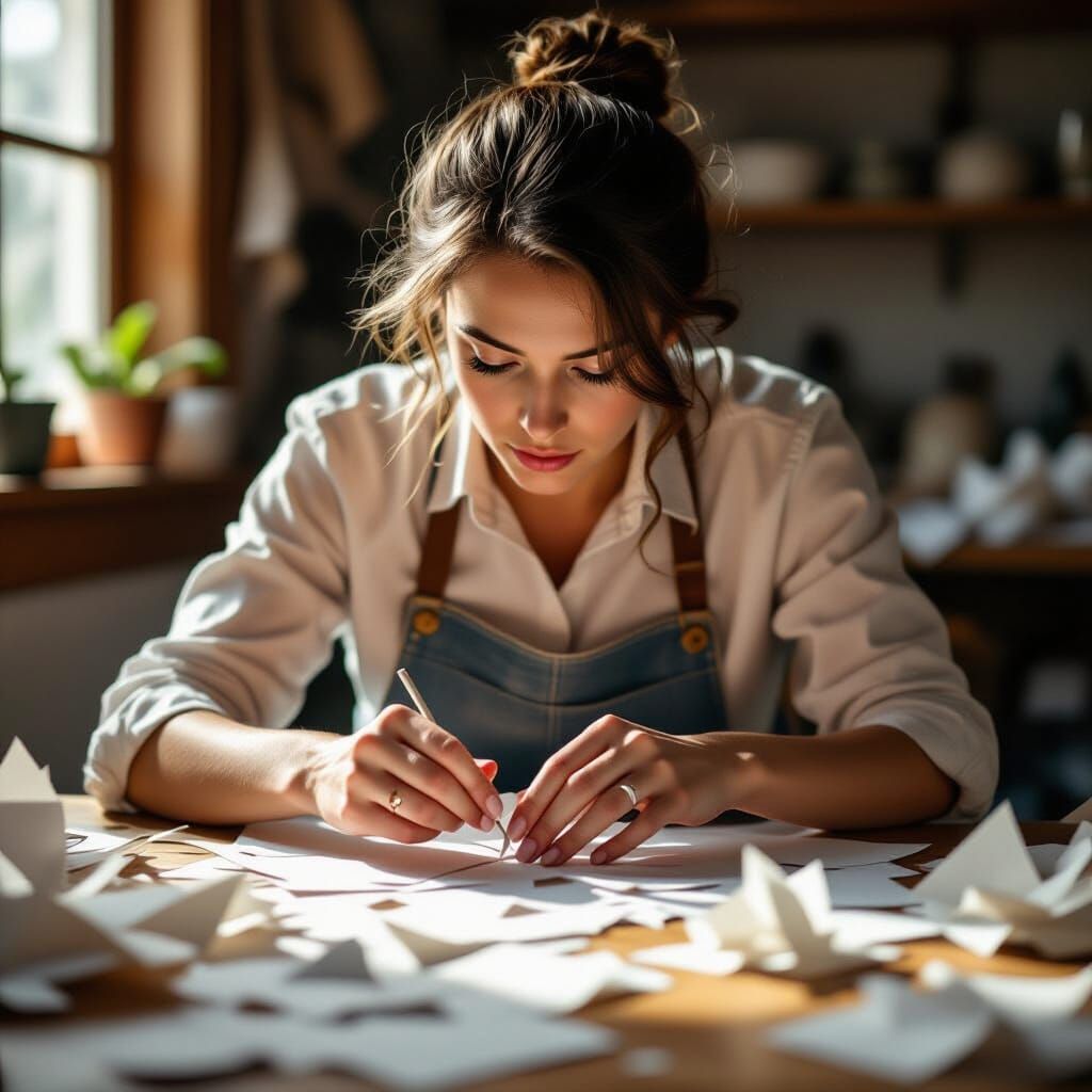 Intricate Paper Crafting in Hyperrealistic Style