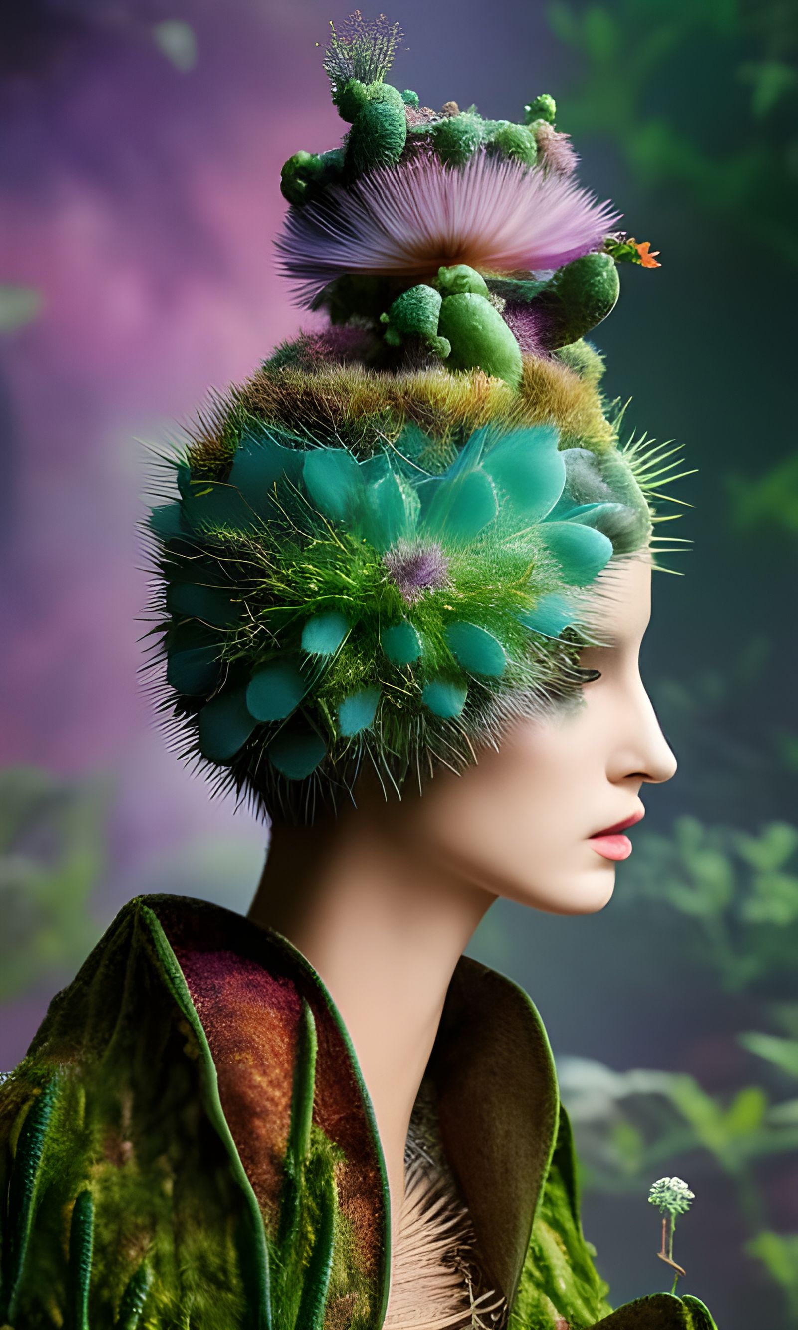 Cactus-Human Hybrid in Forest Mycelium Network