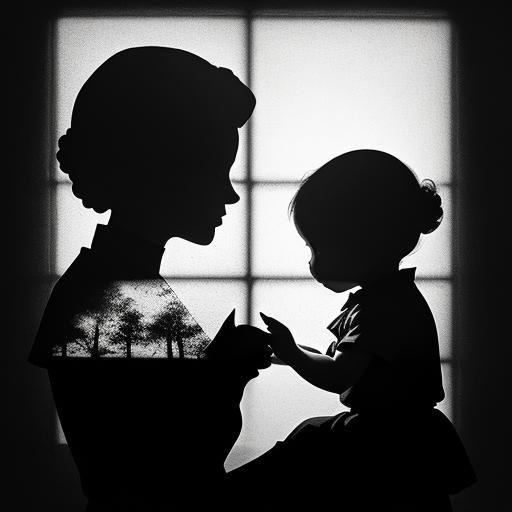 Dog and Baby Silhouette in Double Exposure
