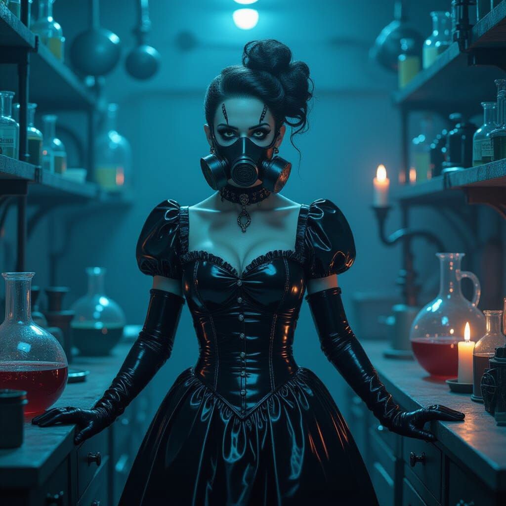 Frankenstein's Bride in Laboratory: Dark Surrealism