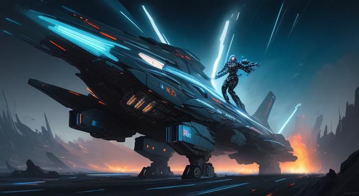 Zyrthian Leader Elara Over Battlefield: Digital Concept Art