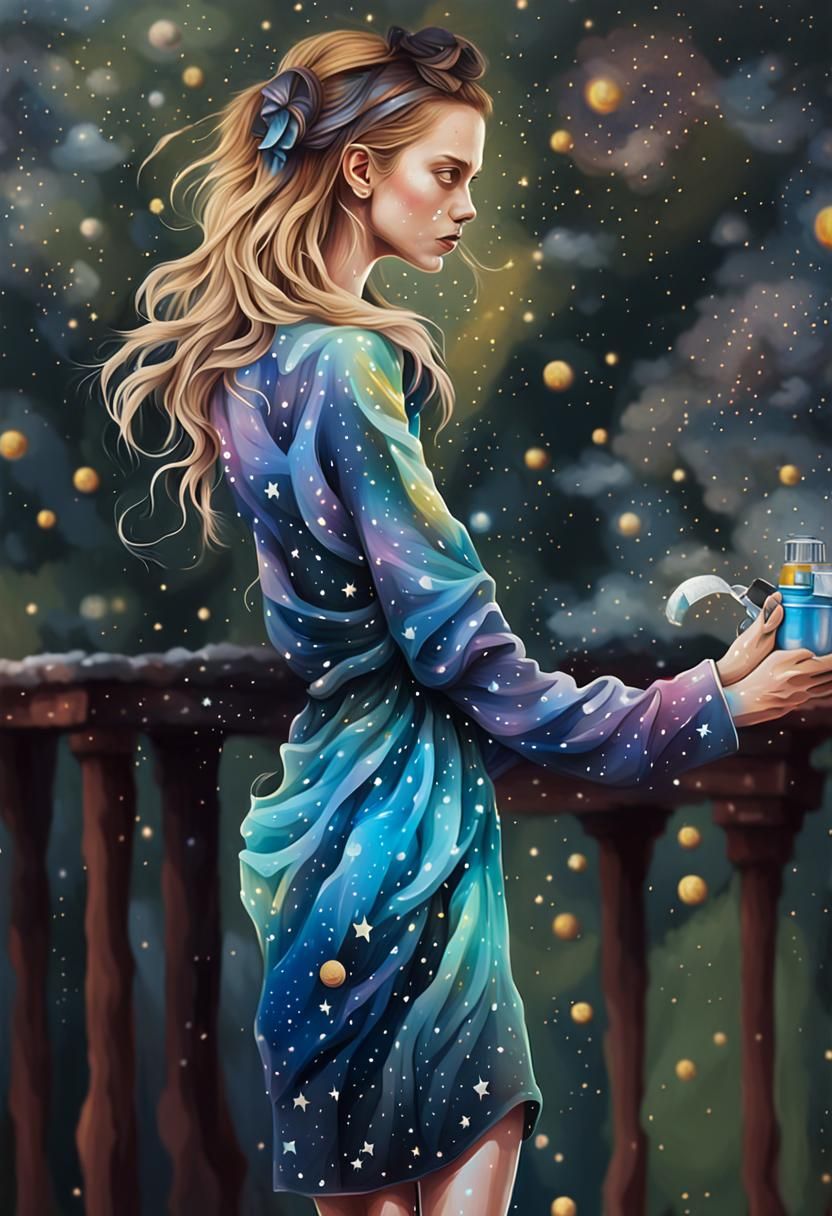 Celestial Dress Graffiti Art in Polychromatic Style