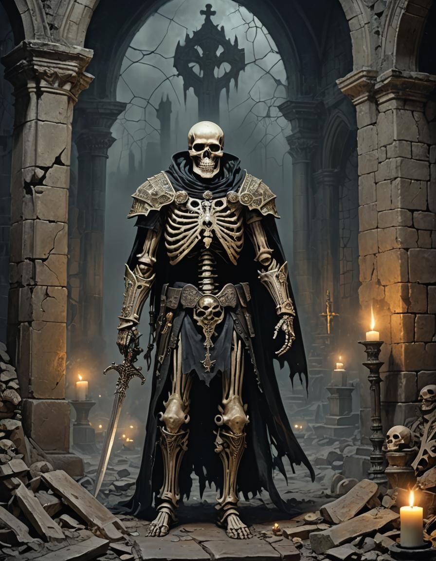 Undead Templar Knight in Gothic Ruins