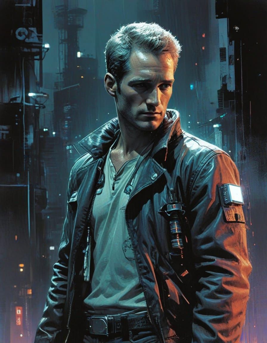 Cyberpunk Paul Newman in Comic Book Art Style