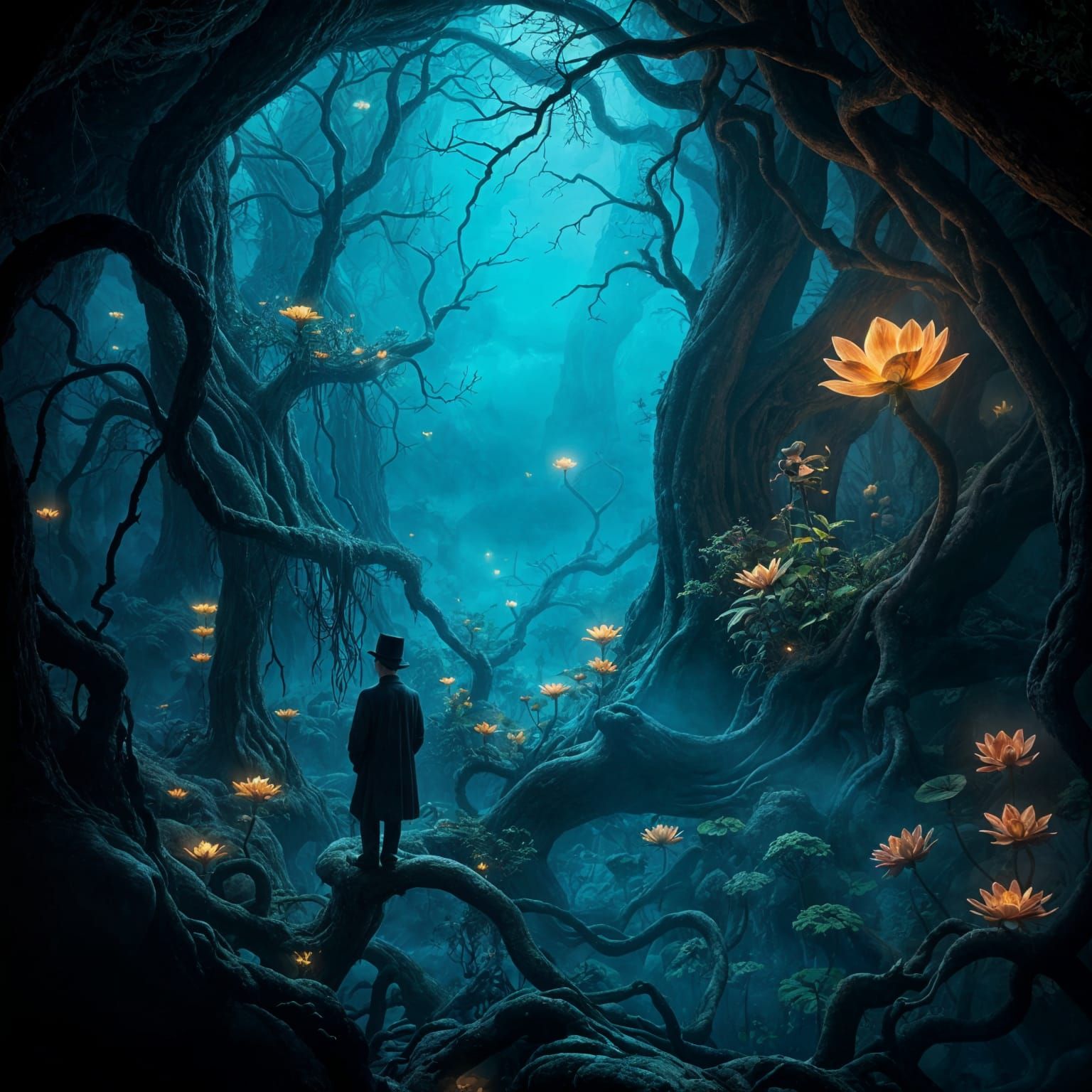 Surreal Underground Jungle in Photorealistic Concept Art Sty...