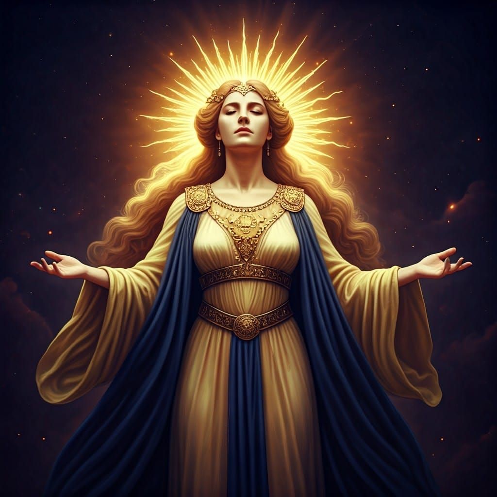 Georgian Solar Goddess Barbale Radiates Golden Light