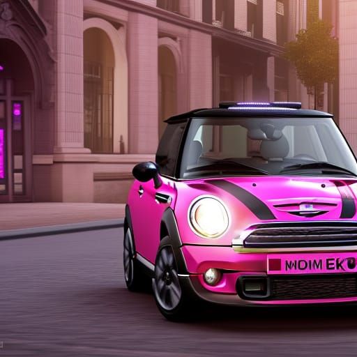 Pink Energy Mini Car in 3D Game Style