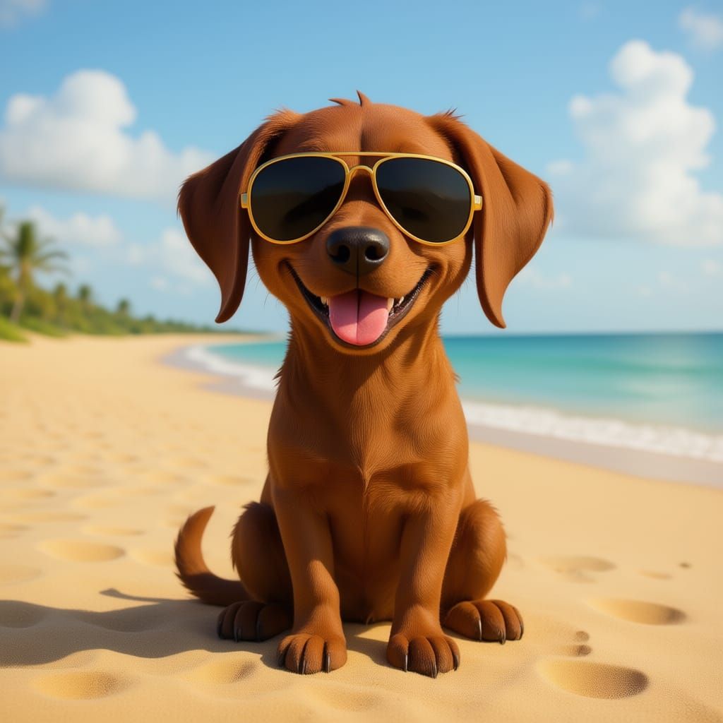 Chocolate Lab Dog Wearing Cool Sunglasses