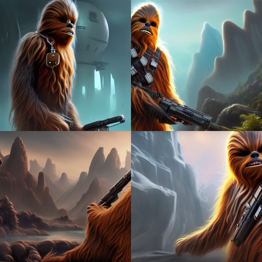 Detailed Matte Painting of Chewbacca in 8K