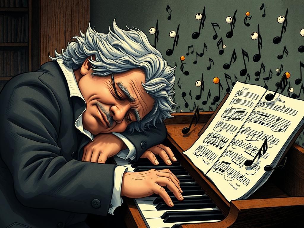Beethoven's Sleepless Night with Animated Musical Notes