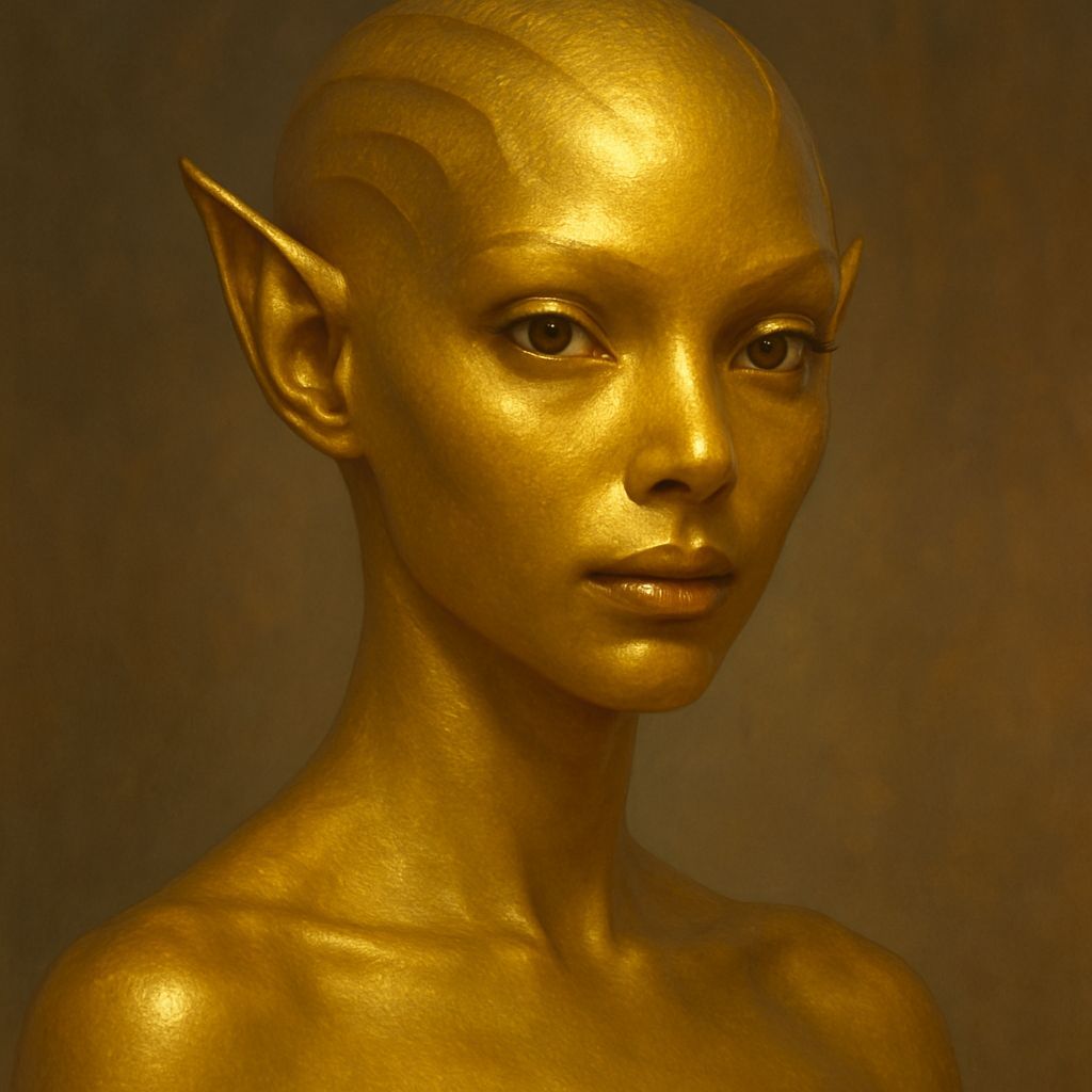 Golden Skinned Female Humanoid Alien Portrait