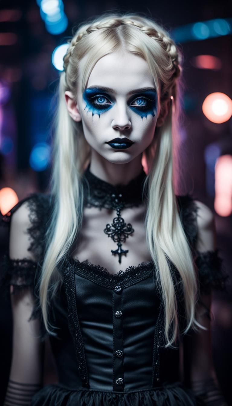 Goth Girl in Nightclub: Film Grain Photography