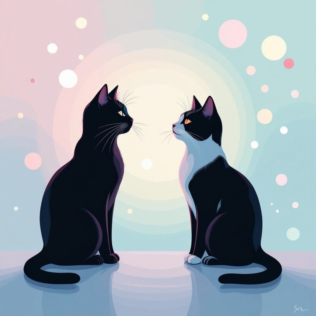 Ethereal Cat in Luminous Minimalist Painting