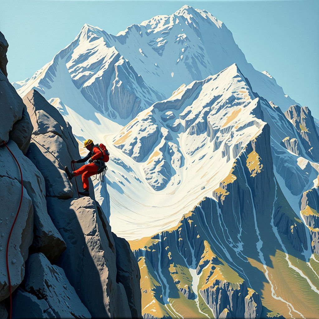 Miniature Climbers Conquer Milk Mountain, Impasto Painting