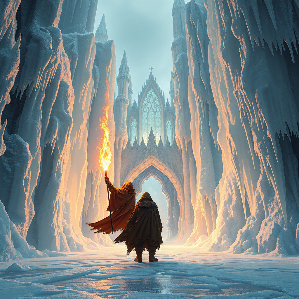 Melting Ice Castle: Hyper-Realistic Matte Painting