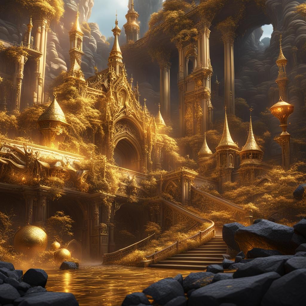 Detailed Gold Matte Painting in Unreal Engine