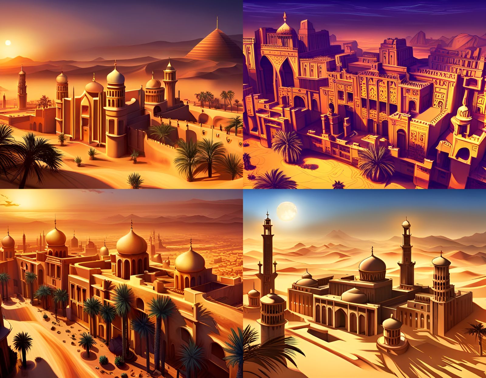 Arabian Palace and City in Desert: Hyperrealistic Digital Ar...