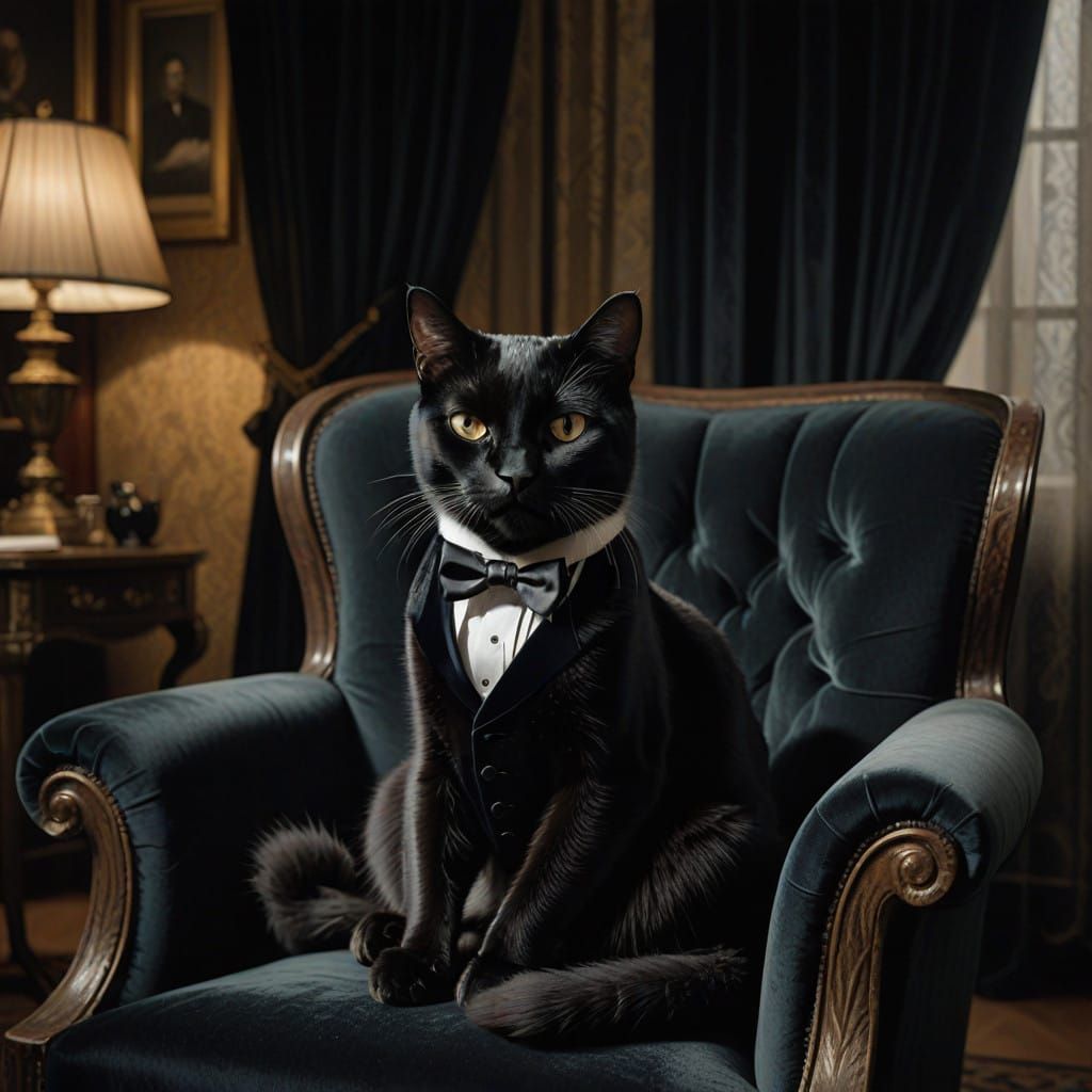 Sophisticated Feline in Noir Velvet