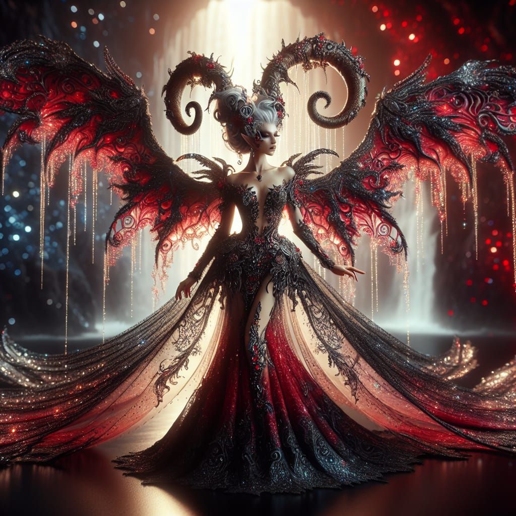 Majestic Dragon Fairy with Flowing Gown