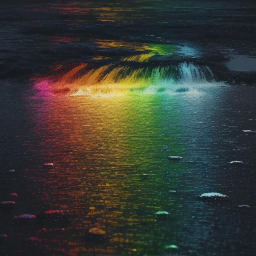 Rainbow water abstract flowing drizzling ice sparkling twink...