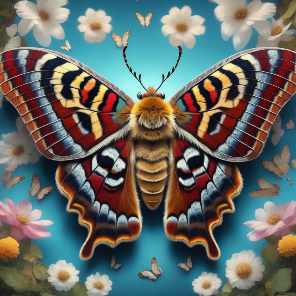 Ultra Realistic Macro Portrait of a Silkmoth