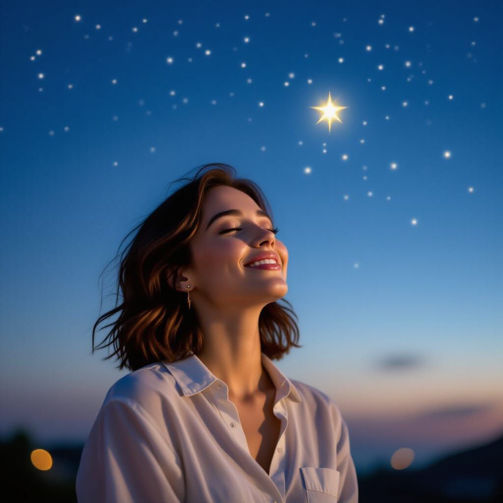 Dreamy Night Sky Wish in Photographic Style