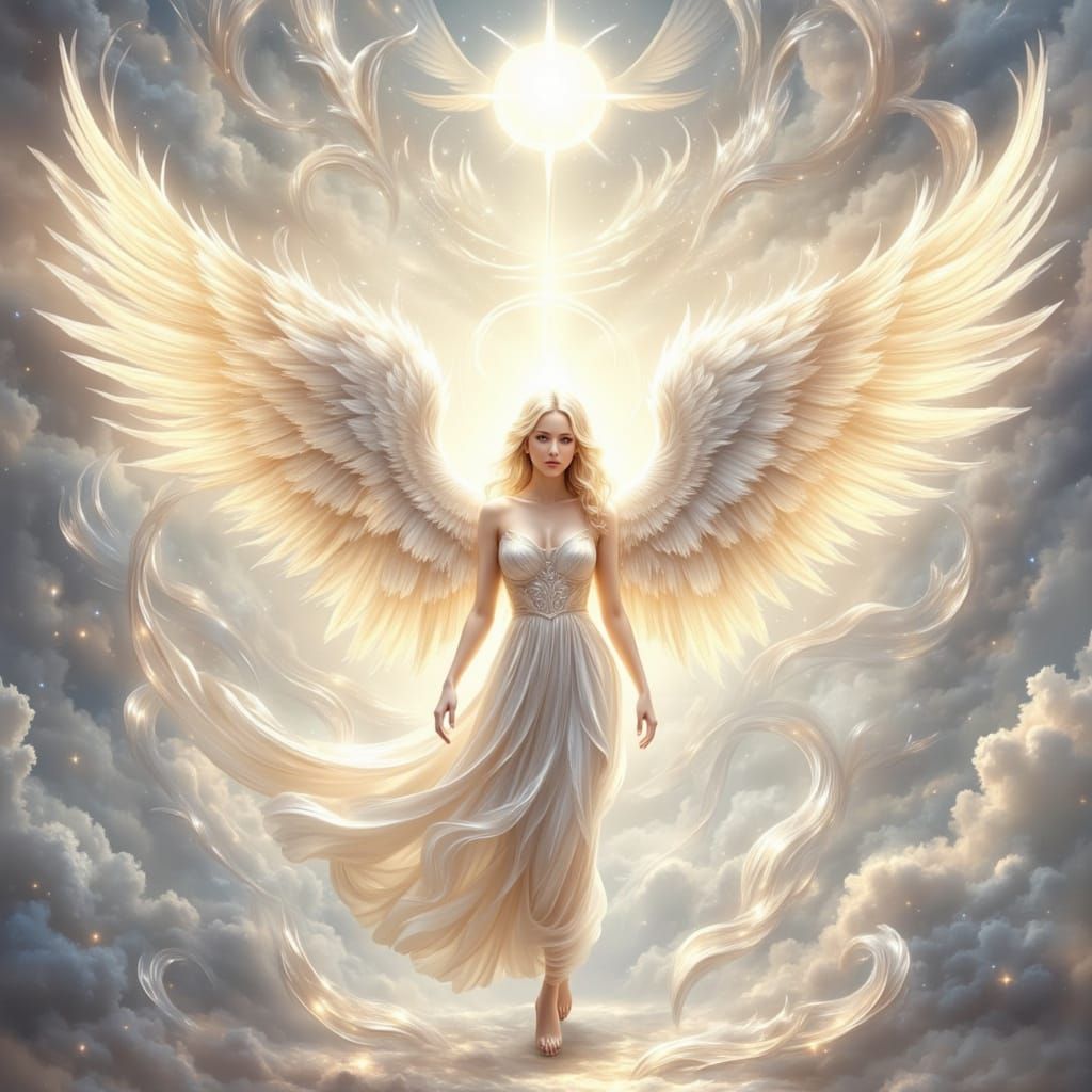 Majestic Angel Wings in Luminous Fantasy Art Style