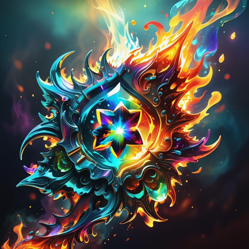 Blazing Bioluminescent Gemstone in Surreal Fire Storm