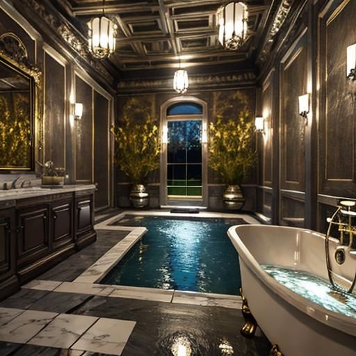 Psychedelic Roman Bath in Surreal CGI Style