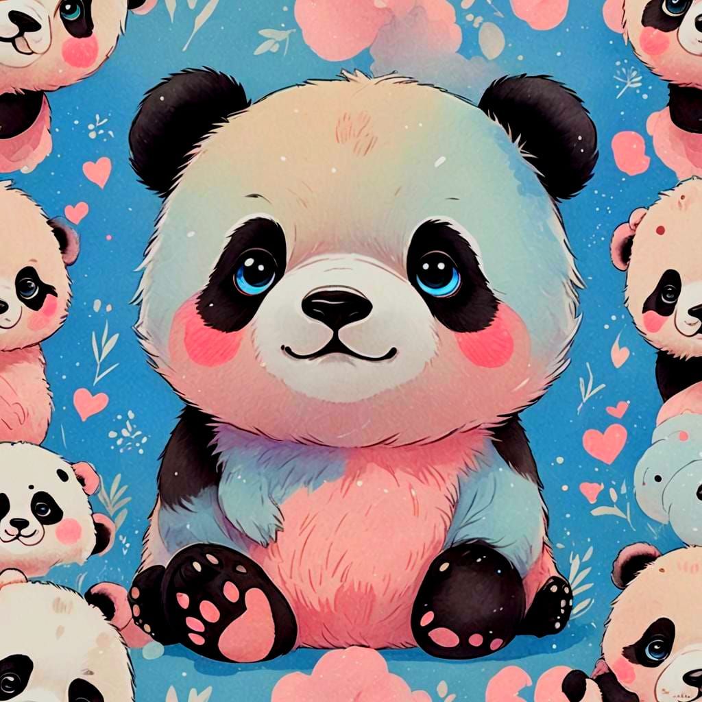Cute Kawaii Panda in Anime Style
