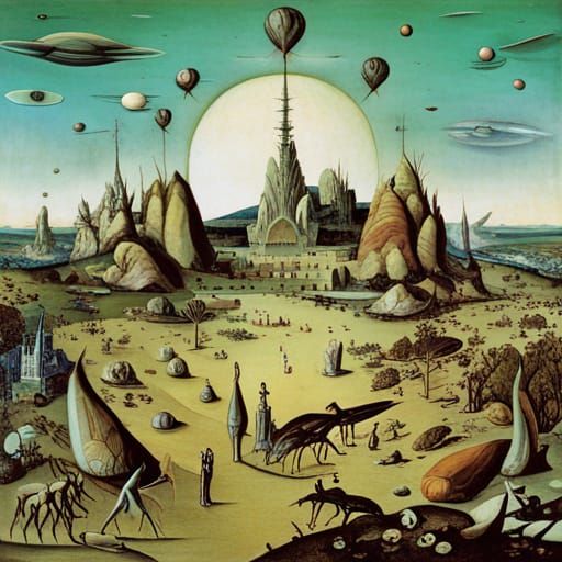 Art Deco Alien Planet Inspired by Bosch