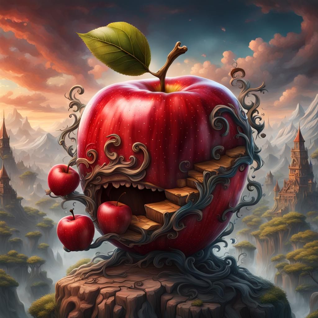 Happy Apple Squeeze: Tattoo Style Illustration